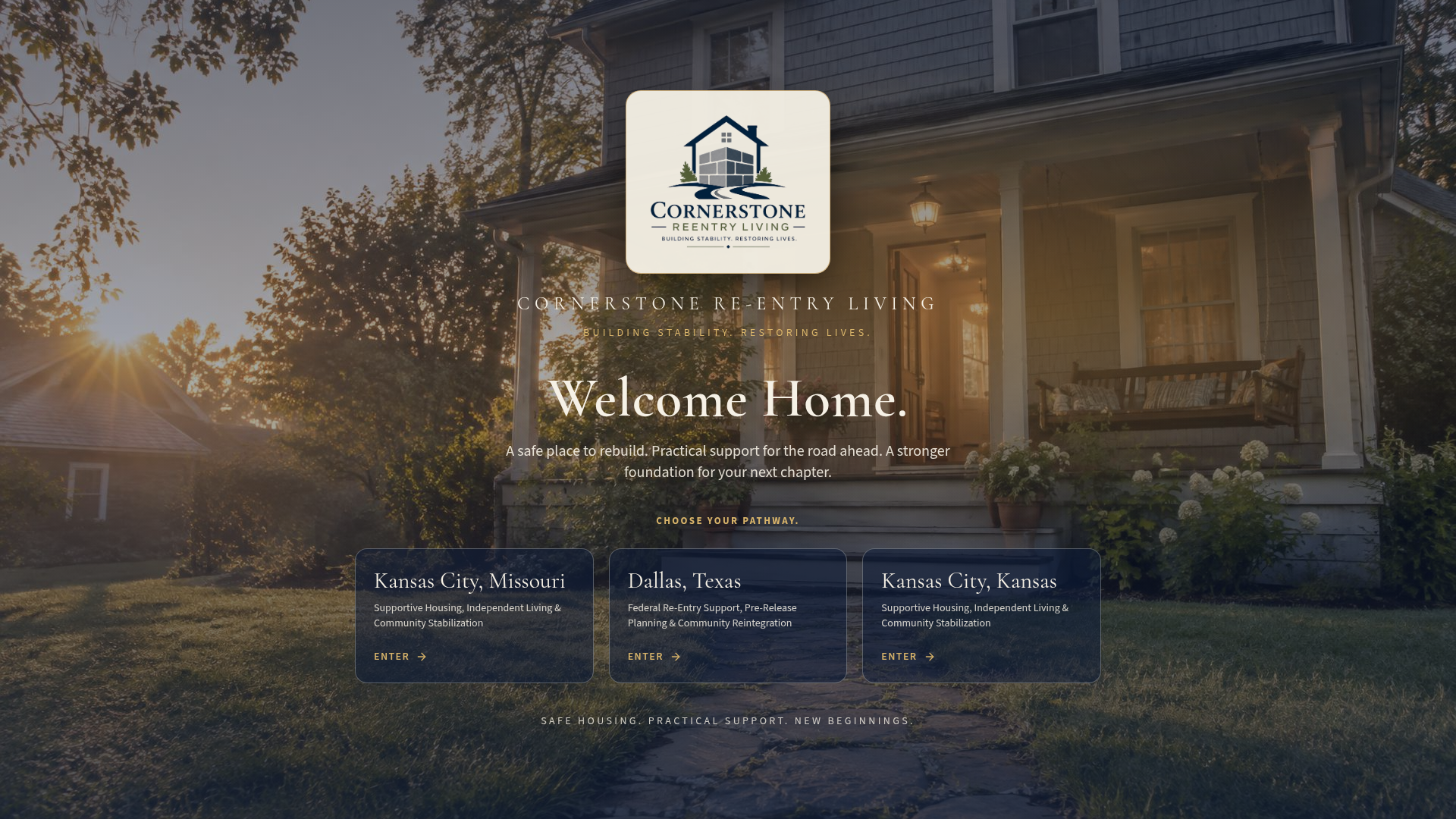 Website design for Cornerstone Re-Entry Living